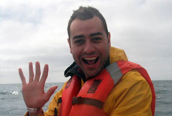 UC San Diego student and AEP CAMP participant on a boat